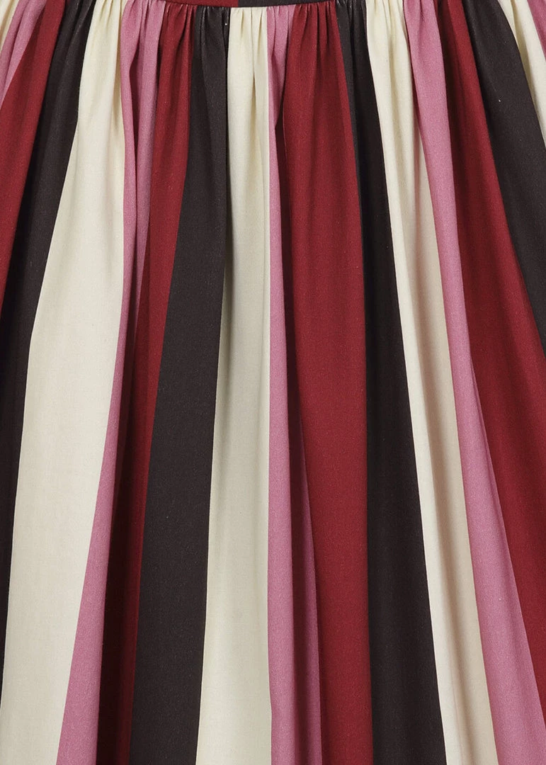 New In Collectif Jasmine Bubble Gum Stripe 50's Swing Skirt Multi