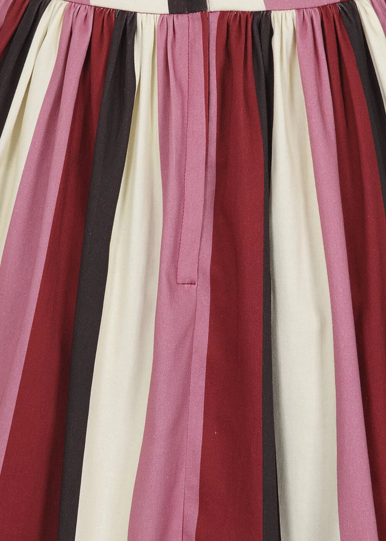 New In Collectif Jasmine Bubble Gum Stripe 50's Swing Skirt Multi