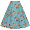 Collectif Matilde Vintage Peaches 50's Swing Skirt Blue New In