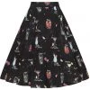 Collectif Matilde Coctail Menu 50's Swing Skirt Black New In