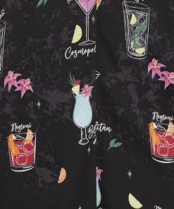 Collectif Matilde Coctail Menu 50's Swing Skirt Black New In