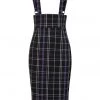 Collectif Karen Nancy Check 60's Pencil Skirt Black New In