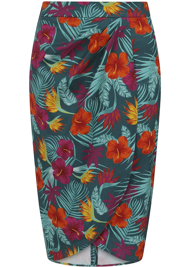 Collectif Kala Tropico 40's Pencil Skirt Multi