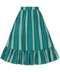 Collectif Katherine Mint Humbug 50's Swing Skirt Green New In