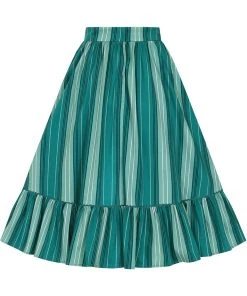Collectif Katherine Mint Humbug 50's Swing Skirt Green New In
