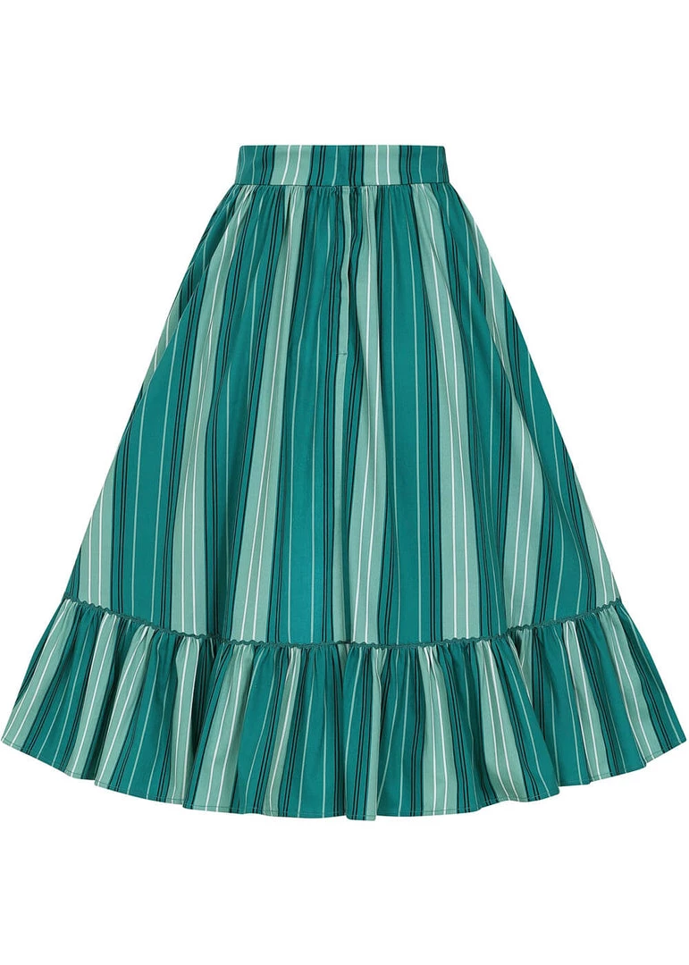Collectif Katherine Mint Humbug 50's Swing Skirt Green New In