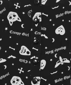 New In Collectif Morgan Creepy Girl 80's Midi Swing Skirt Black