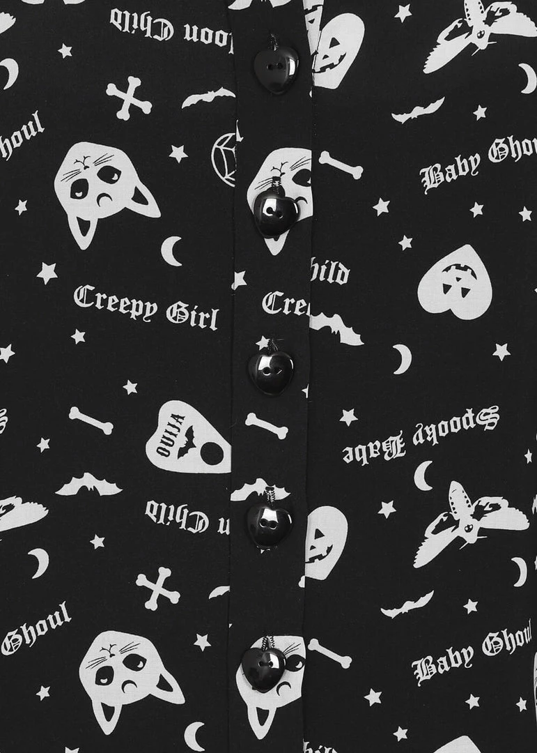 New In Collectif Morgan Creepy Girl 80's Midi Swing Skirt Black