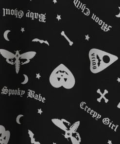 New In Collectif Morgan Creepy Girl 80's Midi Swing Skirt Black