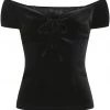 New In Collectif Dolores Darkwear Velvet 50's Top Black