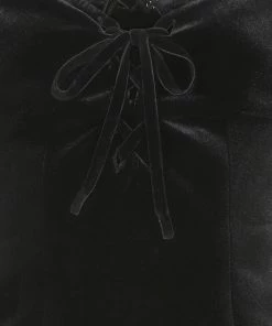 New In Collectif Dolores Darkwear Velvet 50's Top Black