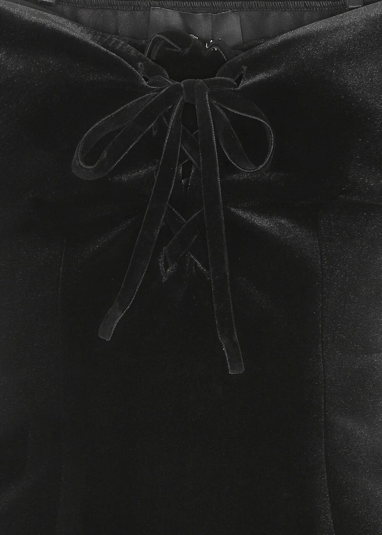 New In Collectif Dolores Darkwear Velvet 50's Top Black