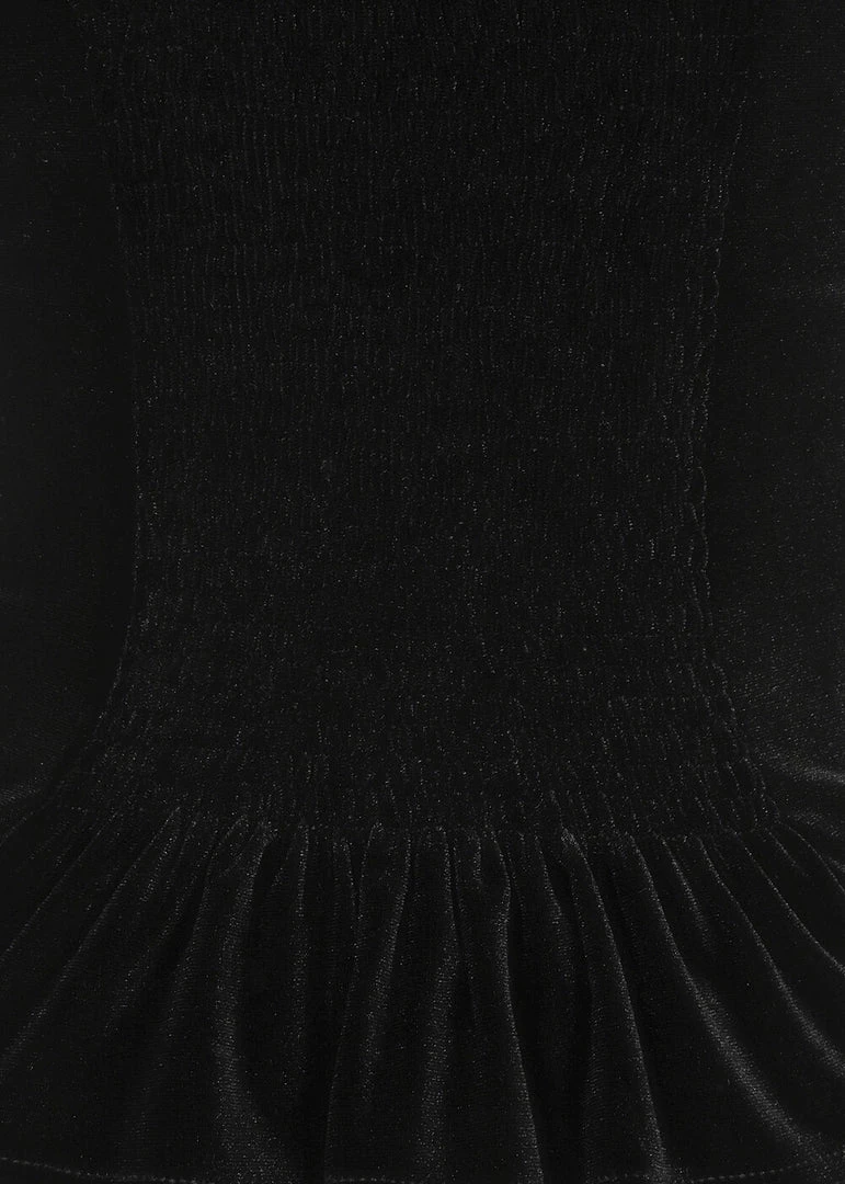 New In Collectif Dolores Darkwear Velvet 50's Top Black