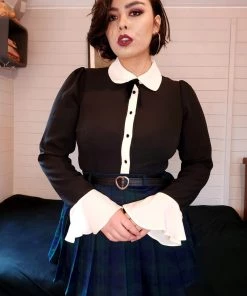 Collectif Prudence 60's Blouse Black