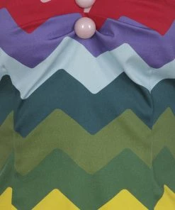 New In Collectif Dolores Rainbow Chevron 50's Top Multi Colour