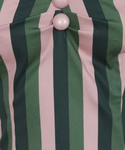 New In Collectif Dolores Palm Stripe 50's Top Green