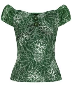 Collectif Dolores Pineapple Palm 50's Top Green New In