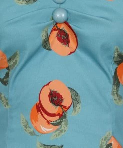 Collectif Dolores Vintage Peaches 50's Top Blue