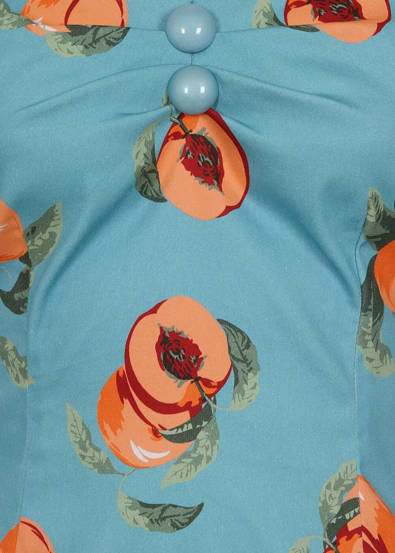 Collectif Dolores Vintage Peaches 50's Top Blue