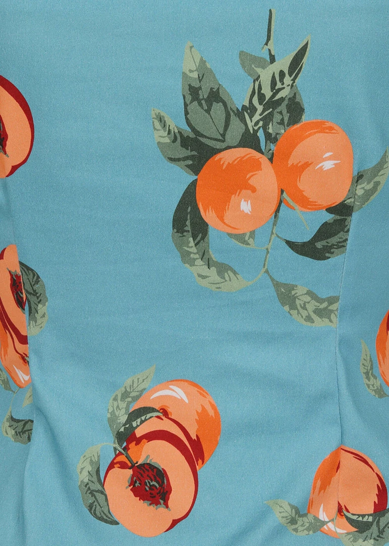 Collectif Dolores Vintage Peaches 50's Top Blue