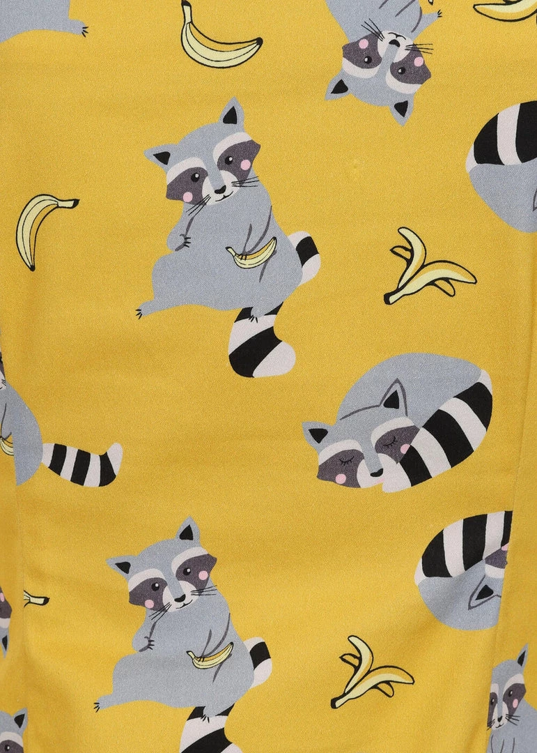 Collectif Dolores Ravenous Raccoons 50's Top Yellow New In