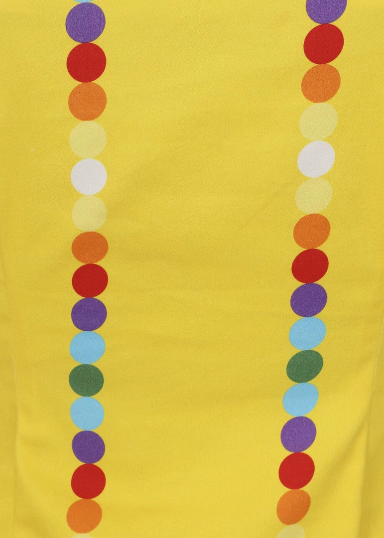 New In Collectif Dolores Rainbow Polka Stripe 50's Top Yellow