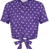 Collectif Sammy Pretty Polka 50's Tie Blouse Purple