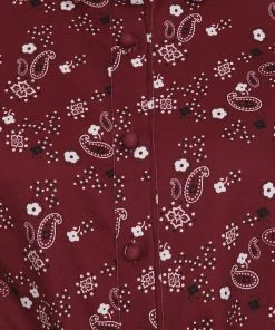 New In Collectif Clarabella Bandana 50's Tie Blouse Burgundy