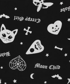 Collectif Holly Creepy Girl 80's Tie Blouse Black New In