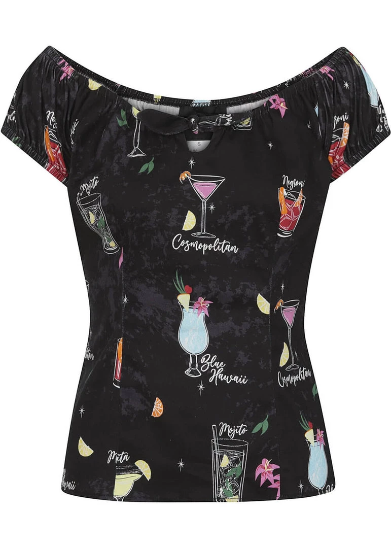 New In Collectif Lorena Coctail Menu 50's Top Black