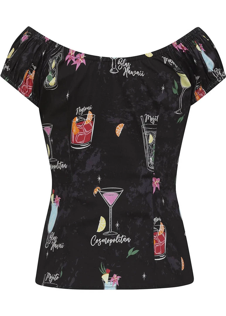 New In Collectif Lorena Coctail Menu 50's Top Black