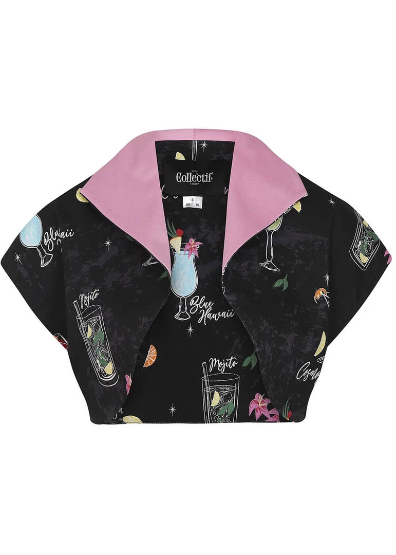 New In Collectif Lorna Cocktail Menu 50's Bolero Black