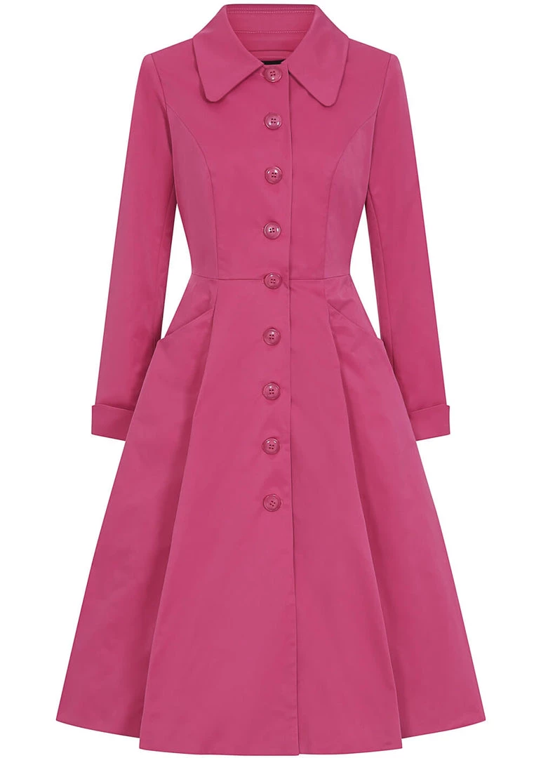 Collectif Zara 50's Swing Trenchcoat Pink New In