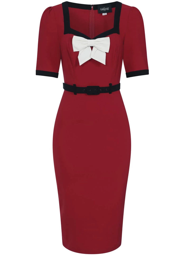 New In Collectif Sadie 50's Pencil Dress Red