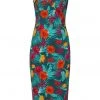 New In Collectif Kiana Tropico 50's Pencil Dress Multi