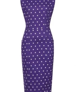 New In Collectif Hepburn Pretty Polkadot 50's Pencil Dress Purple