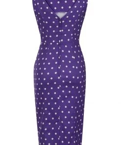 New In Collectif Hepburn Pretty Polkadot 50's Pencil Dress Purple