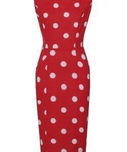 Collectif Hepburn Painted Polka 50's Pencil Dress Red