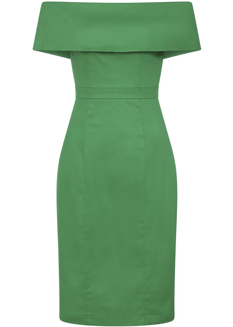 Collectif Linda 50's Pencil Dress Green New In