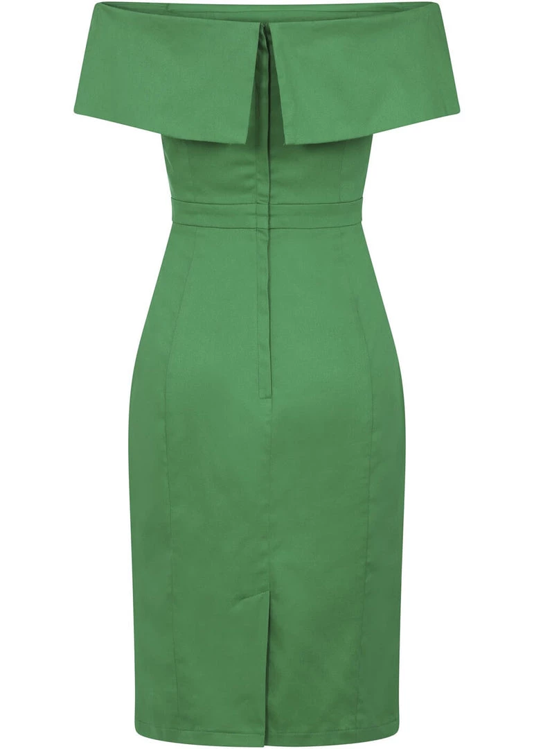 Collectif Linda 50's Pencil Dress Green New In