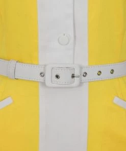 New In Collectif Berta Contrast 60's Pencil Dress Yellow