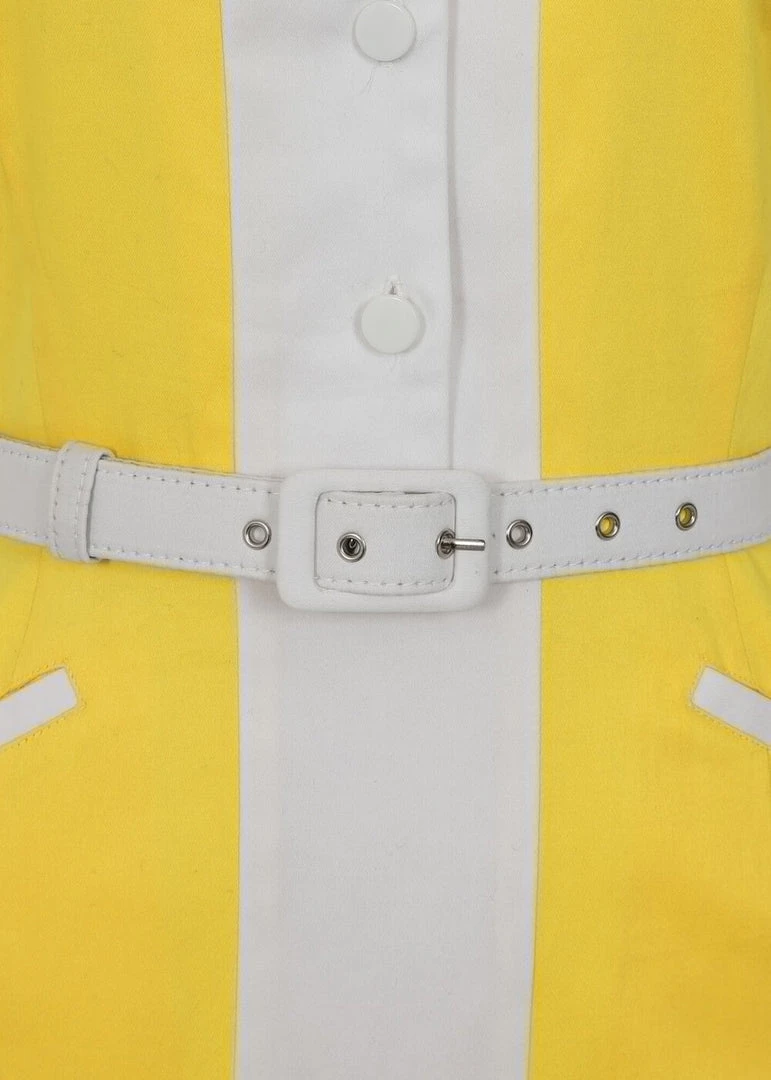 New In Collectif Berta Contrast 60's Pencil Dress Yellow