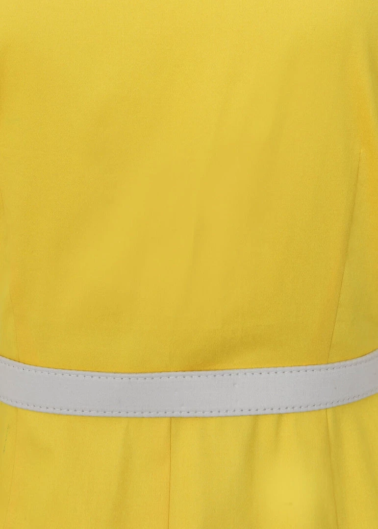 New In Collectif Berta Contrast 60's Pencil Dress Yellow