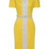 New In Collectif Berta Contrast 60's Pencil Dress Yellow