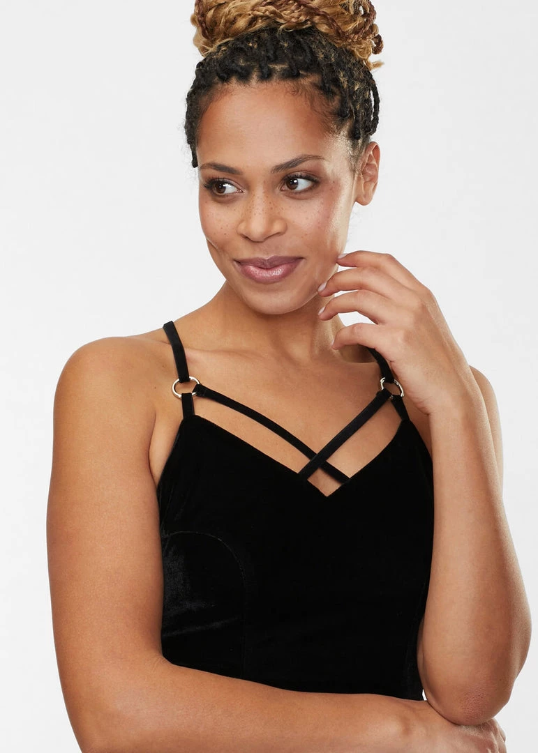 Collectif Dorcas Velvet 80's Pencil Dress Black