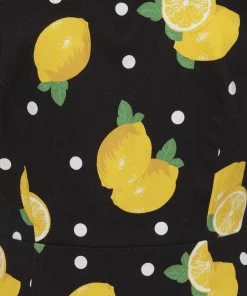 New In Collectif Demira Polka Lemon 50's Pencil Dress Black