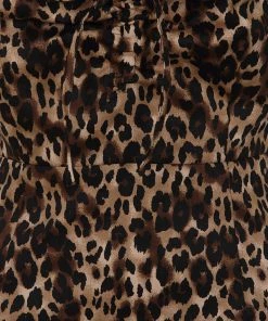 Collectif Sasha Leopard Fishtail 50's Pencil Dress Multi New In