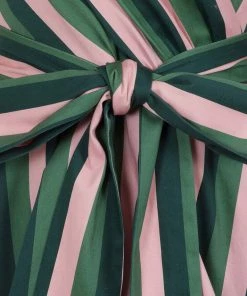 Collectif Patricia Palm Stripe 50's Swing Dress Pink