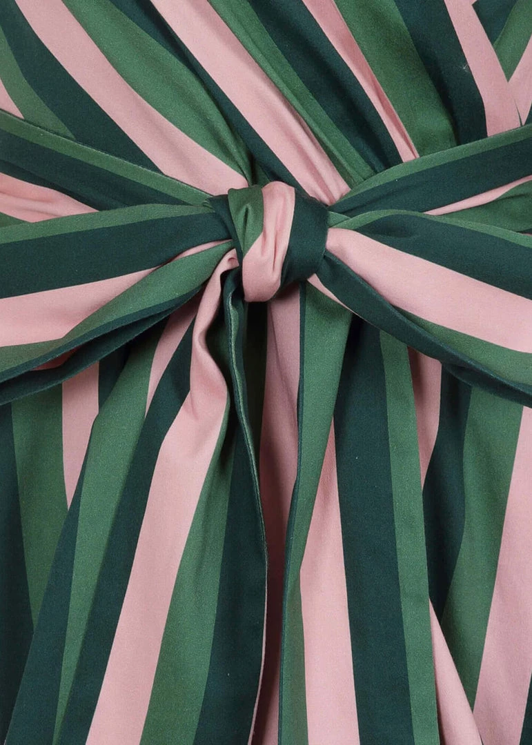 Collectif Patricia Palm Stripe 50's Swing Dress Pink