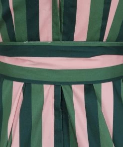Collectif Patricia Palm Stripe 50's Swing Dress Pink
